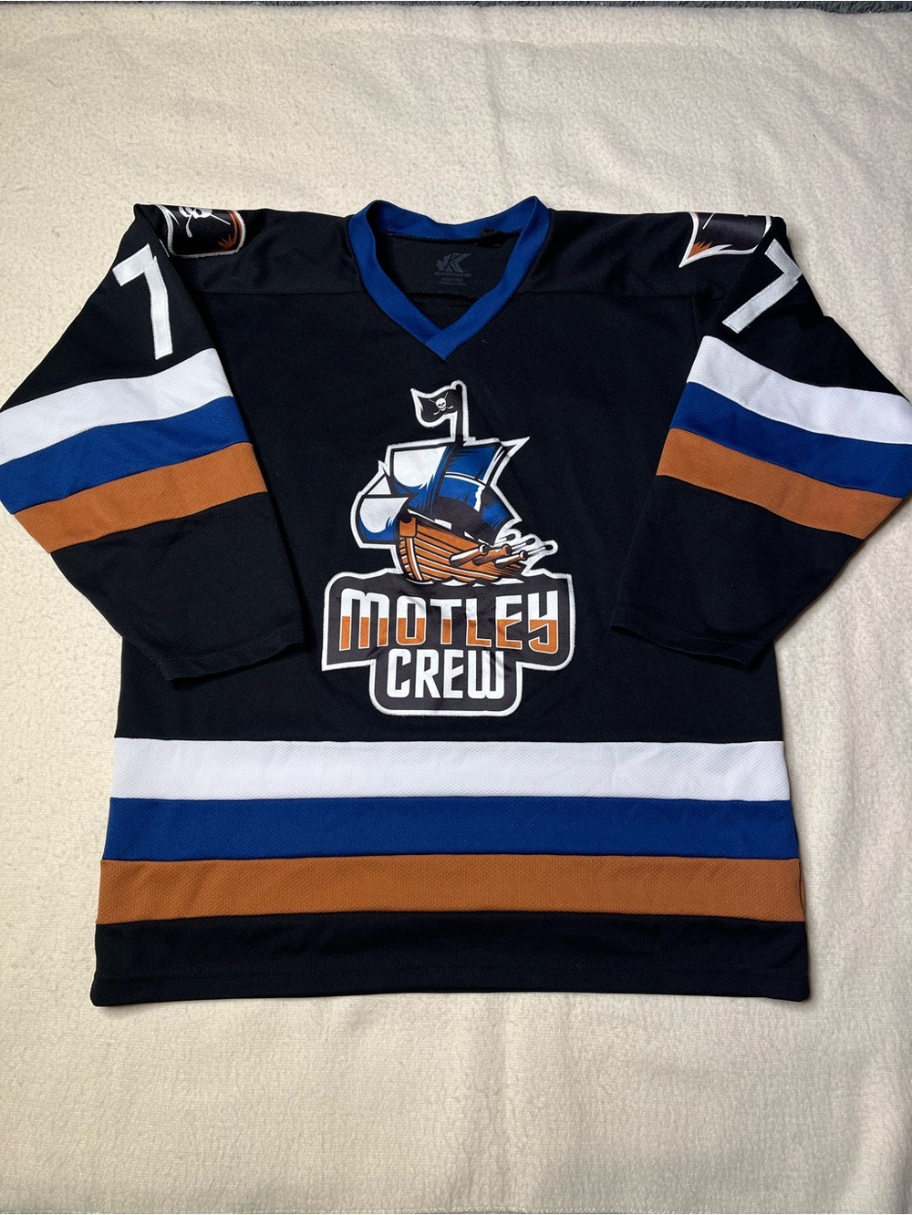 Custom Motley Crew Crue Sablotny Black Pirate Hockey Jersey Mens M NHL Vintage